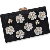 Steuer Modeschmuck Abendtasche Perlen, Glassteine mit Blumenzierde