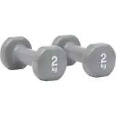 Reebok Hantelset 2 kg aus Gusseisen und Vinyl, grau, mit abgeflachtem Kopf