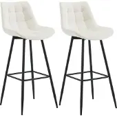 CLP 2er Set Barhocker Dartford creme Material Samt