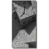 Tulup Glasuhr Wanduhr Küchenuhr Echt-Glas 30x60 Marmortisch Grau