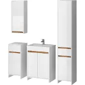 Vicco Badmöbel-Set Lemgo Weiß Hochglanz 5er-Set, Model 49841