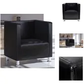 vidaXL Würfel-Sessel Schwarz Kunstleder - Sessel