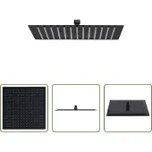 The Living Store Regenbrause Edelstahl 40x40 cm Quadrat Schwarz