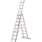 Hymer Allzweckleiter, dreiteilig, 3x8 Sprossen, senkr. Höhe 3,81 m, Reichhöhe 4,59 / 6,29 m, Gewicht 14,8 kg