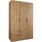 Die Möbelfundgrube Kleiderschrank mit Schubladen 3-türig Eiche 122 cm - ESPRESSO