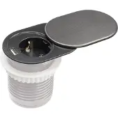 Plastrol Möbelsteckdose mit 1x 230V Schuko 1x USB-A Anschluss