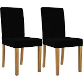 CLP 2er Set Esszimmerstuhl Ina Cordbezug gepolstert mit Rückenlehne und Holzbeinen schwarz Gestell Farbe antik-hell