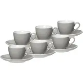 Ritzenhoff & Breker DOPPIO Espressotasse mit Untertasse 80 ml 6er Set grau
