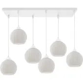 Light11 HOME Hängelampe Riffle Weiß 6-flammig mit weißen Kugel Lampenschirmen E27