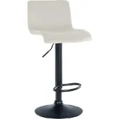 CLP Barhocker Hover Samtbezug höhenverstellbar drehbar mit Rückenlehne | Farbe creme Material Gestell Metall matt schwarz