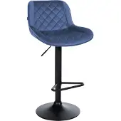 CLP Barhocker höhenverstellbar, Barstuhl Kasson drehbar mit Rückenlehne, modern blau Material Samt