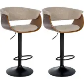 CLP Barhocker Vestal mit Fußstütze, höhenverstellbar walnuss/creme Material Stoff