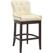 CLP Barhocker Lakewood Echtleder, Antik gepolstert antik dunkel | Farbe creme