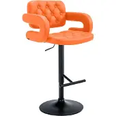 CLP Barhocker Dublin Kunstleder höhenverstellbar und drehbar | Farbe orange Gestell Farbe schwarz