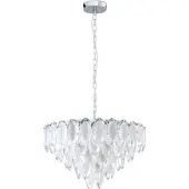 Eglo Hängelampe Carvario, Pendelleuchte Esstisch, Deckenlampe hängend, Kronleuchter aus Stahl in chrom, Glas in klar, satiniert, E14 , Ø 61,5 cm