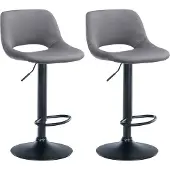 CLP 2er Set Barhocker Camden Samt drehbar und höhenverstellbar dunkelgrau Material Gestell Metall matt schwarz