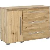 Arthur berndt Moderne Kommode 1 Tür 3 Fächern 3 Schubladen Sideboard Schrank Holz Optik Oak