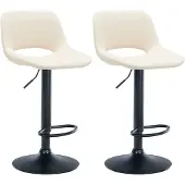 CLP 2er Set Barhocker Camden Kunstleder drehbar und höhenverstellbar creme Material Gestell Metall matt schwarz