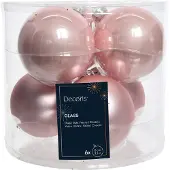 Kaemingk Weihnachtsbaum Glaskugeln Pulver rosa Satz von 6 für Weihnachtsbaum