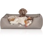 Knuffelwuff orthopädisches Hundebett Columbia aus lasergequiltetem Kunstleder XXL 120 x 85 cm hellgrau