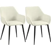 CLP 2er Set Esszimmerstuhl Luena mit Rückenlehne gepolstert bis 150 kg belastbar creme Material Stoff