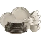 MÄSER 931968 Serie Osita, Retro Kaffeeservice für 6 Personen in cremigem Weiß mi