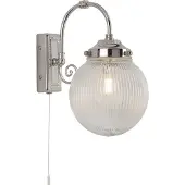 Licht-Erlebnisse Spiegelleuchte mit Schalter Metall Glas H: 27 cm IP44 Chrom Weiß E14 Kugel Schirm Jugendstil Wandleuchte Bad