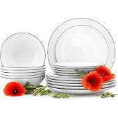 Konsimo Tafelservice für 6 Personen (18 El.) "BOSS", Weiß, Porzellan, Elegant, 20,5/18/27cm