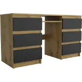 Masseno Schreibtisch ANGULO 130x50x75 cm Bürotisch Computertisch, Eiche Artisan