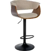 CLP Barhocker Vestal mit Fußstütze, höhenverstellbar walnuss/creme Material Stoff