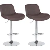 CLP 2er Set Barhocker Solon Chrom höhenverstellbar und drehbar mit Rückenlehne dunkelbraun Material Stoff