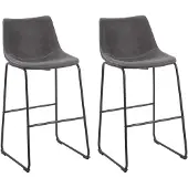 Beliani Stilvoller Barstuhl 2er Set Dunkelgrau Stoff/Metall 100 cm Retro