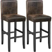 TecTake - 2 Barhocker aus Lederimitat altbraun - 403584