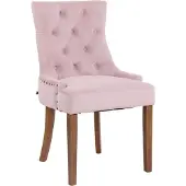 CLP Esszimmerstuhl Aberdeen Samt mit Gestell aus Kautschukholz und Sitzhöhe von 50 cm pink Gestell Farbe antik-hell