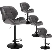 Woltu 4er Set Barhocker, höhenverstellbar drehbar, Samt Stahl, Dunkelgrau