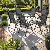 Mojawo 6 Stk. Garten Klappstuhl Aluminium - Textilen Anthrazit / Anthrazit