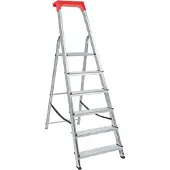 BRB-Lagertechnik Alu-Stufenleiter mit 6 Stufen, erreichbare Arbeitshöhe 3210 mm