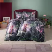 Estella Mako-Satin Bettwäsche Kendra aubergine 155x220 cm + 80x80 cm