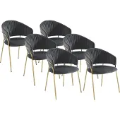 Vente-unique Stuhl 6er-Set - Samt & goldfarbenes Metall - Grau - MADOLIA von Pascal MORABITO