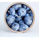 Tulup Holzuhr 30fi cm wanduhr - weiße Spitzen - Blaubeeren