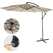 Mendler Ampelschirm Terni, Sonnenschirm Sonnenschutz, Ø 3m neigbar, Polyester/Stahl 11kg creme ohne Ständer