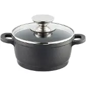 Berndes Kochtopf mit Glasdeckel 16, 20 oder 24 cm, Aluguss, schwarz - Vario Click (neue Version)