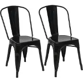 Mendler 2er-Set Stuhl MCW-A73, Bistrostuhl Stapelstuhl, Metall Industriedesign stapelbar schwarz