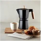 Bigbuy Italienische Kaffeemaschine 6 Tassen Holz Aluminium