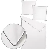 TRAUMSCHLAF Uni Bettwäsche White Collection Pipping Kissenbezug einzeln 70x90 cm dark-grey