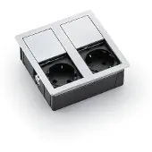 Kopp PLAZA 2 Steckdosenelement Edelstahl gebürstet - Schuko 2-fach mit Schiebedeckel / Steckdosen