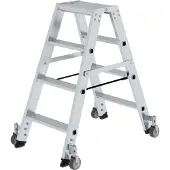Proregal Stufen-Stehleiter beidseitig begehbar mit Rollen 2x4 Stufen