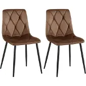 CLP 2er Set Esszimmerstuhl Clairton gepolstert mit Rückenlehne bis 150 kg belastbar braun Material Samt