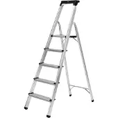 Craftfull Stehleiter CF-133B | Aluminium-Haushaltsleiter - Leiter - Ablagefläche - Gummi-Standfüße - Anti-Rutsch - 3-6 Stufen - 150 kg (5 Stufen)