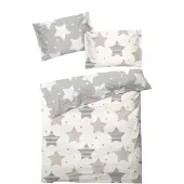 TRAUMSCHLAF Biber Wendebettwäsche Sterne beige 160x210 cm + 65x100 cm